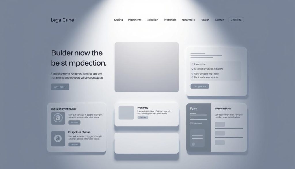 A minimalistic, modern landing page layout with clean, sleek UI components. A central hero section showcases a bold, eye-catching hero image or illustration. Surrounding it are neatly arranged sections featuring engaging call-to-action buttons, informative content blocks, and interactive form elements. The layout is anchored by a subtle, responsive grid system, with elements strategically placed to guide the user's attention. Soft, directional lighting illuminates the scene, creating depth and a sense of sophistication. The overall aesthetic is one of simplicity, functionality, and user-centric design, perfectly suited for a beginner's guide to building landing pages with JavaScript.