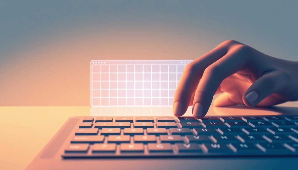 A stylized digital illustration showcasing a minimalist yet elegant workflow of WordPress keyboard shortcuts. In the foreground, a close-up of a sleek, modern keyboard with tactile, backlit keys. The key caps are labeled with popular WordPress commands like "Ctrl+S" for saving, "Ctrl+B" for bold formatting, and "Alt+Shift+P" for publishing. The middle ground features a transparent, glowing grid overlay, symbolizing the Gutenberg editor interface. In the background, a soft, gradient-based backdrop with subtle textures, conveying a sense of focus and productivity. Warm, directional lighting casts gentle shadows, emphasizing the ergonomic hand positioning on the keyboard. The overall mood is one of efficiency, elegance, and the seamless integration of technology into the creative writing process.