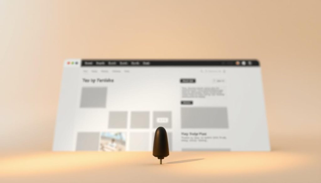 A sleek and intuitive drag-and-drop website builder interface, set against a soft, minimalist background. In the foreground, a cursor hovers over a selection of customizable page elements - text boxes, images, buttons, and navigation menus. The interface features a clean, modern design with a neutral color palette, allowing the user's content to take center stage. Subtle shadows and highlights create depth, while the overall composition conveys a sense of effortless control and creative freedom. Warm, indirect lighting illuminates the scene, creating a welcoming and productive atmosphere. The camera angle is slightly elevated, providing an ergonomic and accessible view of the builder's workspace.