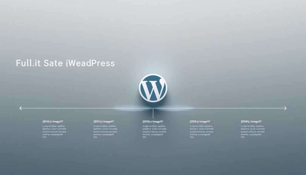 A sleek, minimalist roadmap illustration showcasing the evolution of WordPress full site editing. The foreground features a stylized timeline with key milestones and development phases, rendered in a clean, data-visualization style. The middle ground depicts a simplified WordPress logo morphing and transforming, representing the core CMS's adaptability. The background is a subtle gradient, lending a sense of depth and futuristic ambiance. Lighting is soft and directional, casting gentle shadows to emphasize the 3D elements. The overall mood is one of progress, innovation, and the seamless integration of design and functionality - a visual representation of Gutenberg's role in shaping the future of WordPress.